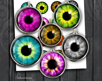 Eyes Digital Collage Sheet iris bottle cap images 1\