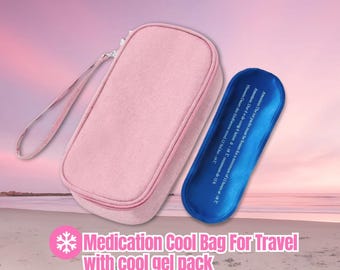 Pink GLP-1 Travel Insulated Medicine Case With Gel Pack