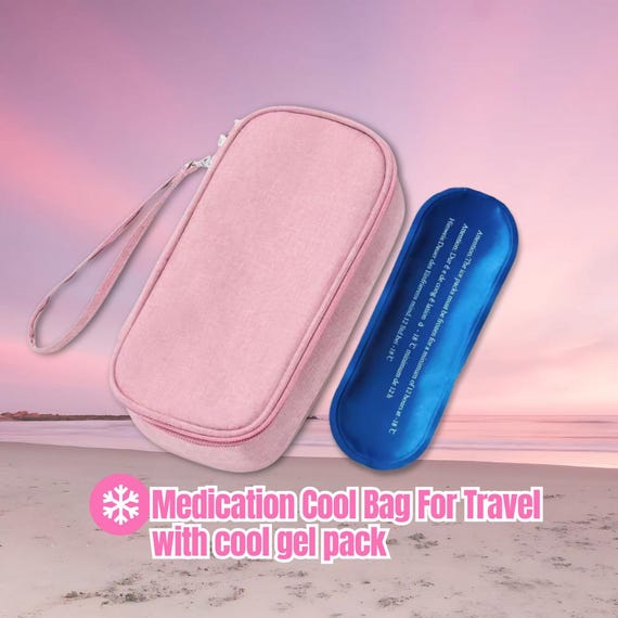Pink GLP-1 Travel Insulated Medicine Case With Gel Pack
