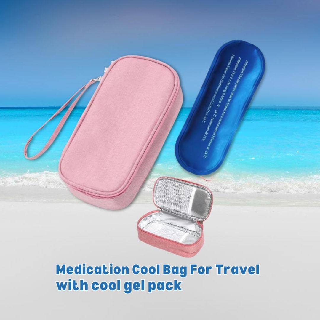 glp 1 travel cooler Pink GLP-1 Travel Insulated Medicine Case With Gel Pack