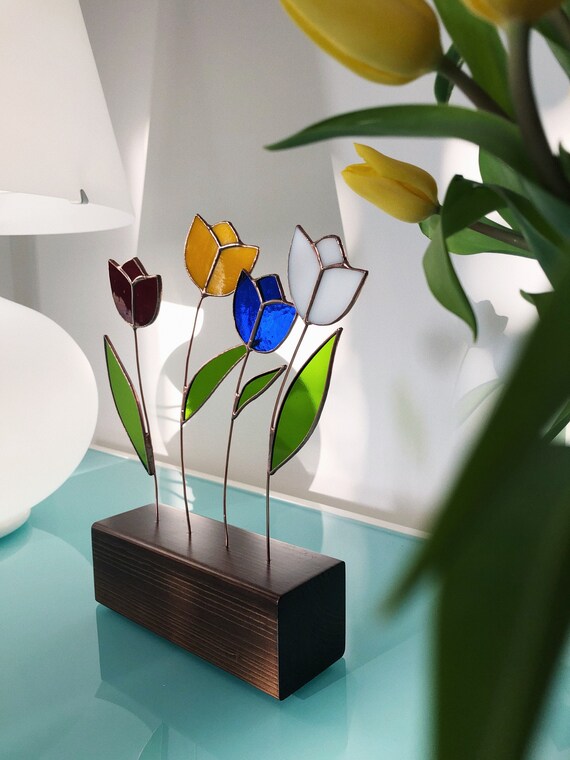 audit weekend vod Glazen bloemen tulpenset Eeuwige glas-in-lood tulpen - Etsy Nederland