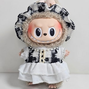 Black Tweed Dress for Labubu Doll, Labubu Doll Clothes, Macaron Labubu, Cute Dress, Costumes