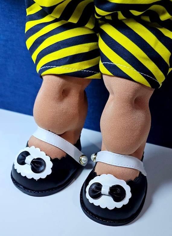 Black Bow Decor Shoes, Lina Bear Shoes, CPK 14”/Cabbage Patch Kid shoes