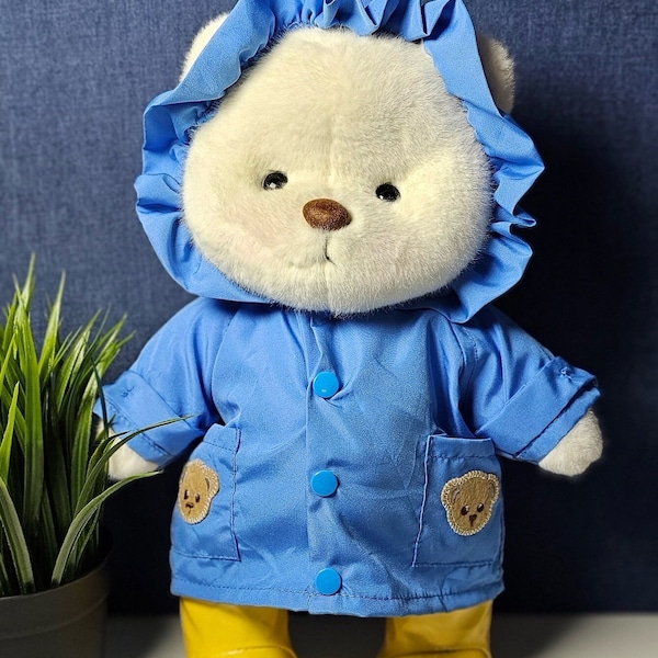Blue Raincoat , Luna Bear Clothes, Cute Bear, Bear Dress, Bear Outfit, Costumes