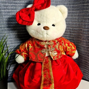 Chinese Dress, Red Dress, Luna Bear Clothes, Cute Bear, Bear Dress, Bear Outfit, Costumes