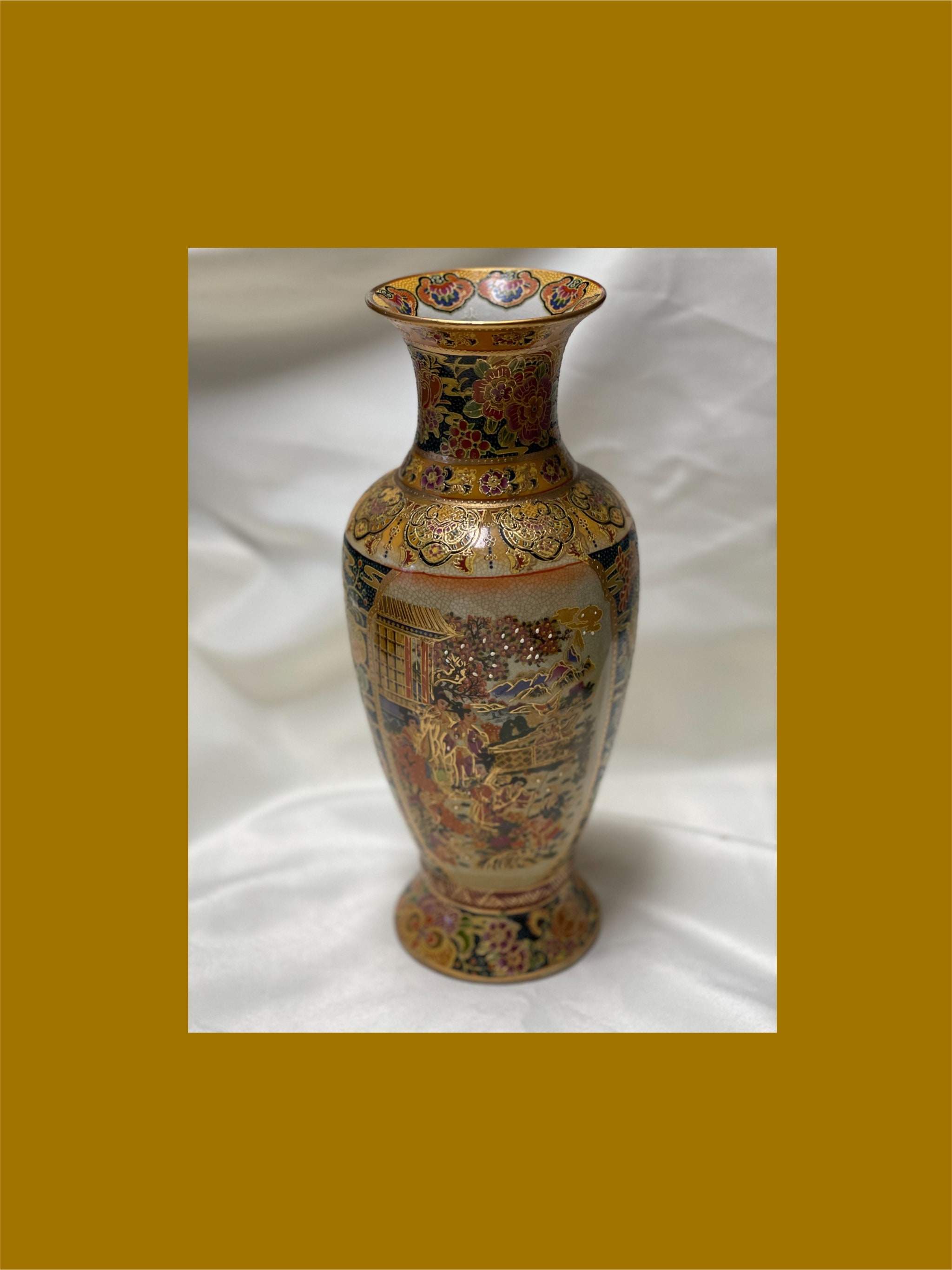 Small sized Antique Meiji period Japanese Satsuma vase with mark –  Shangrila Antique