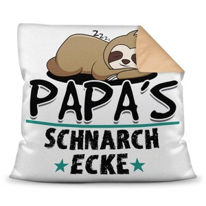 Pillow with saying for dad: Dad's snoring corner Father's Day gift Gift idea for Father's Day Christmas gift Birthday Farbkissen Rückseite Beige