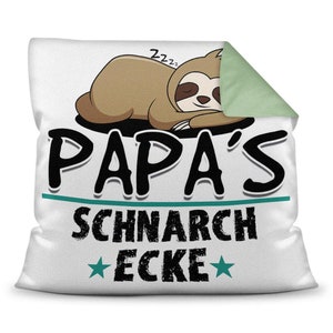 Pillow with saying for dad: Dad's snoring corner Father's Day gift Gift idea for Father's Day Christmas gift Birthday Farbkissen Rückseite Seegrün