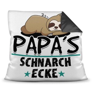 Pillow with saying for dad: Dad's snoring corner Father's Day gift Gift idea for Father's Day Christmas gift Birthday Farbkissen Rückseite Schwarz