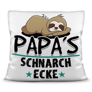 Pillow with saying for dad: Dad's snoring corner Father's Day gift Gift idea for Father's Day Christmas gift Birthday Kissen Weiß -  flauschig