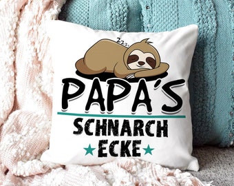 Kissen mit Spruch für Papa: Papas Schnarch-Ecke | Vatertagsgeschenk | Geschenk-Idee zum Vatertag | Weihnachts-Geschenk | Geburtstag