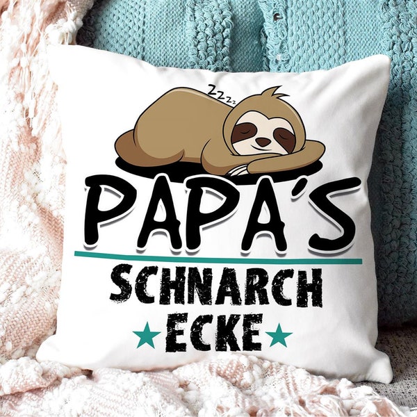 Kissen mit Spruch für Papa: Papas Schnarch-Ecke | Vatertagsgeschenk | Geschenk-Idee zum Vatertag | Weihnachts-Geschenk | Geburtstag
