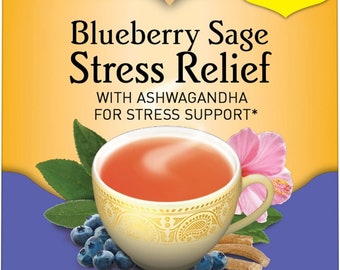 Yogi Tea, Blueberry Stress Sage Tea, Herbal Tea, Stress Relief Tea