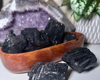 Black Tourmaline Raw Chunk • Protection & Grounding Crystal • Energy Cleansing Stone for Home or Altar