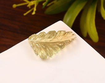 Lemon Quartz Carving Gemstone Handmade Leaf Carved Quartz for Jewelry Making 22x12 MM