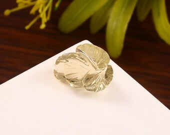 Lemon Quartz Carving Gemstone Handmade Flower Carved Quartz for Jewelry Making 15x10 MM