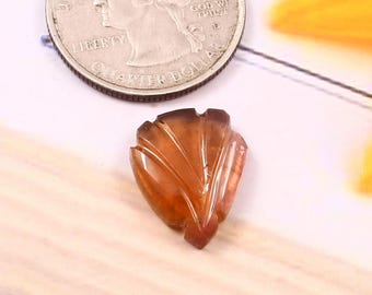 Natural Pink Tourmaline Leaf Carving Gemstone (17x14 MM) for Jewelry Making