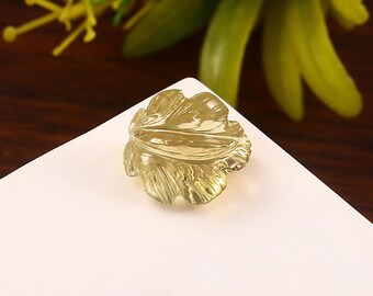 Lemon Quartz Carving Gemstone Handmade Flower Carved Quartz for Jewelry Making 14x13 MM