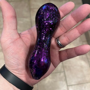 Purple Freezable Glitter Glass Pipe  Color Changing Pipe
