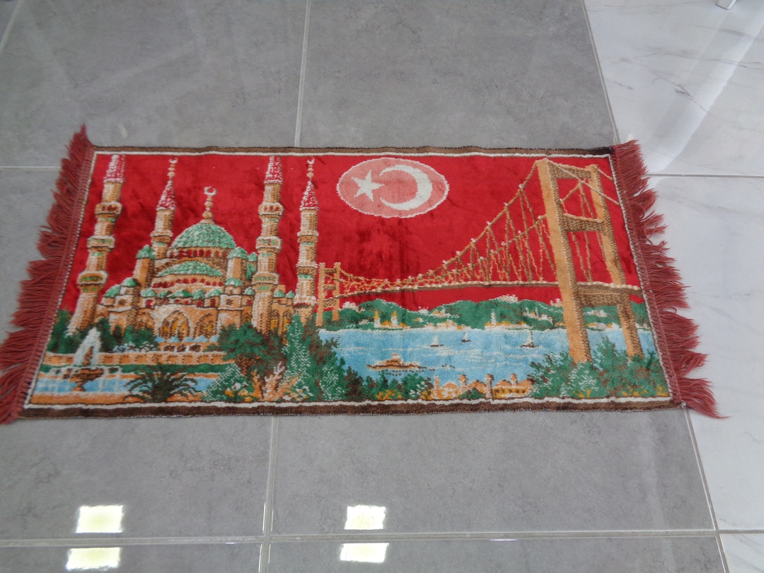 Islamic Rug Wall Vintage Wall Art, Wall Hangings Rug, Istanbul Bridge Design Rug, Muslim ...