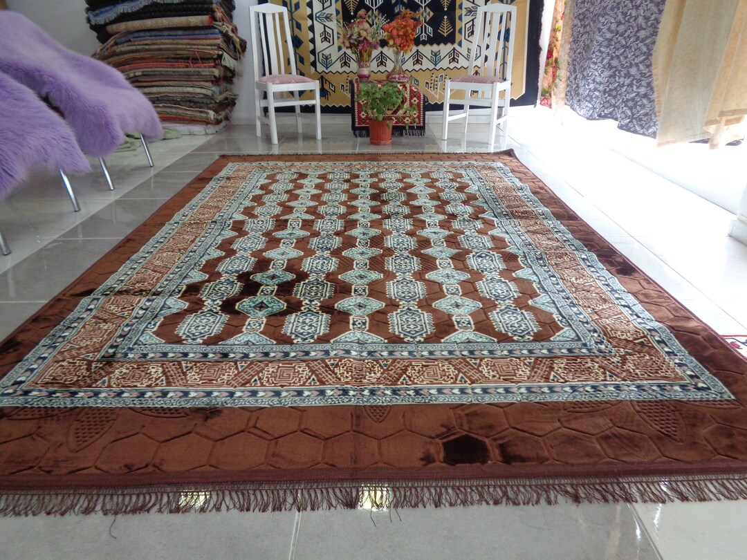 Velvet Touch Rug Oversized Velvet Rug, Soft Touch Salon Rug, Washable Brown Rug, Non ...