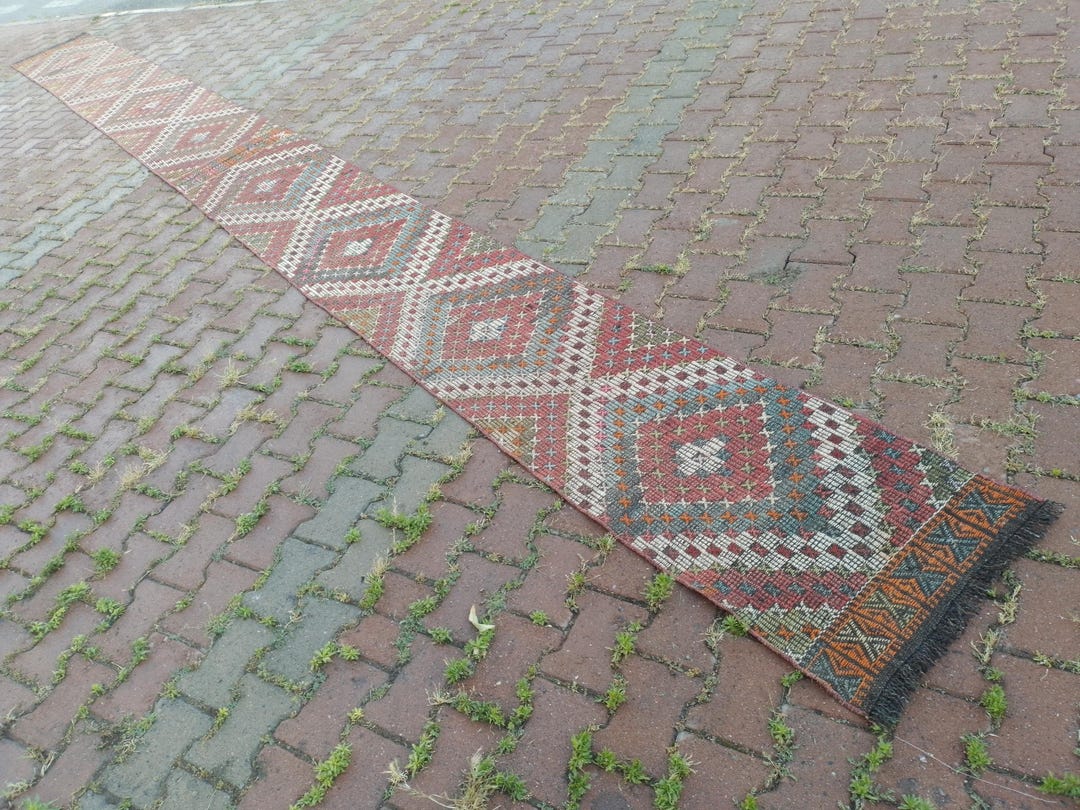 Earthy Fun Runner Rug 1.87 X 21.5 Ft Warm Red & Earthy Green Vintage Runner Rug, Extra Long ...