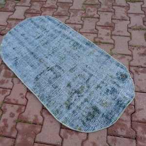 Oval Rug Distressed, Oval Carpet For Bathroom, Vintage Oval Rug For Bedroom, Boho Style Kitchen Mat, Door Rug, Boys Room Rug 3.9 x 2.1 Ft G6