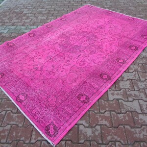 8.7x5.8 Pink Vintage Rugs For Nursery, Large Turkish Living Room Carpet, Rustic Rug For Family Room, Unique Kids Room Rug, Handmade Rug HOL