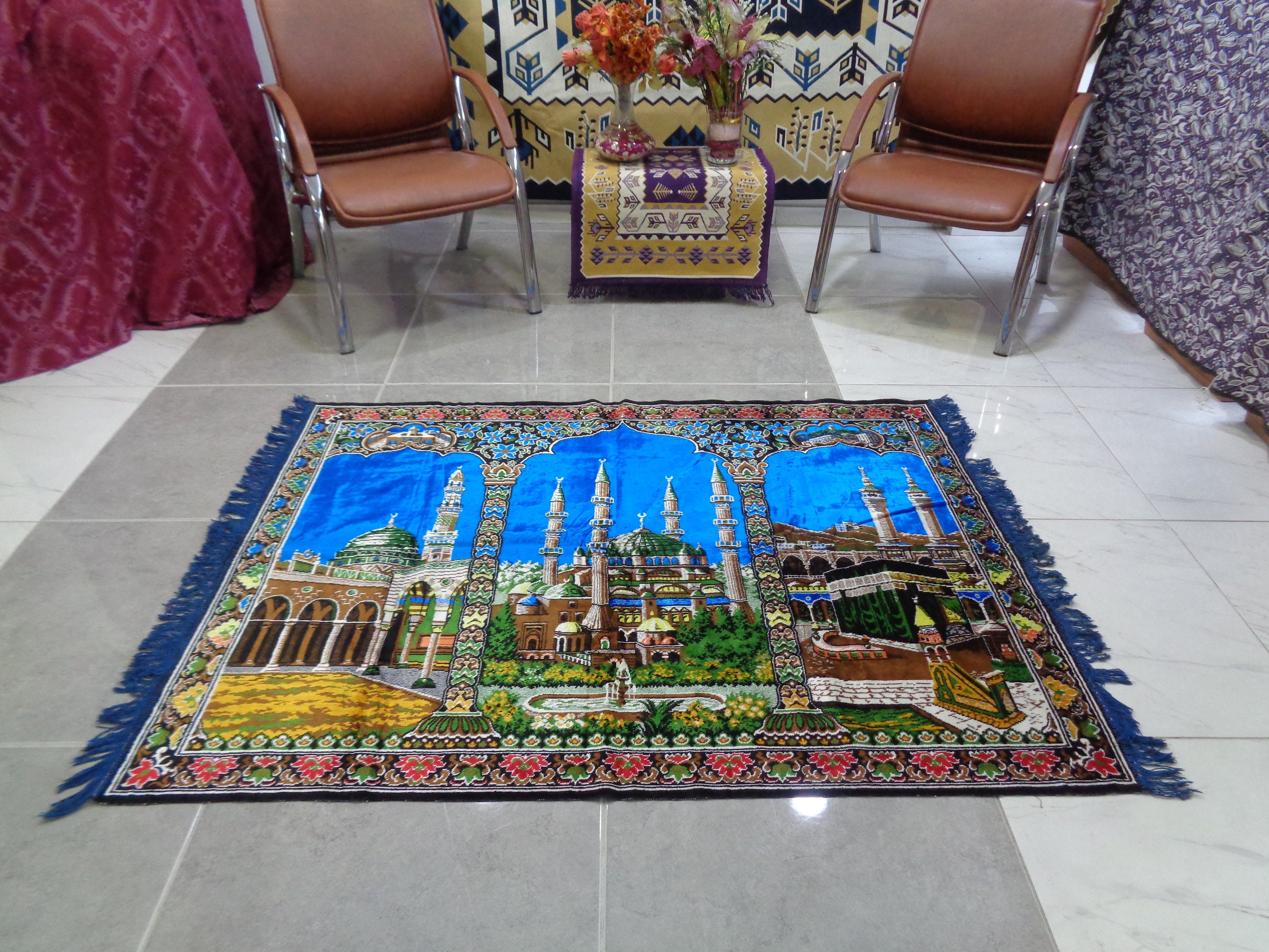 Islamic Wall Rug, Velvet Wall Hangings Rug, Velvet Muslim Rug, Velour