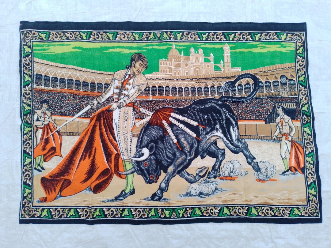 Rare Green Spanish Bullfighting Tapestry – Vintage Matador Arena Wall ...
