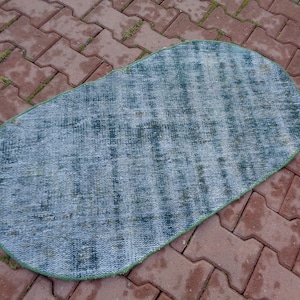 Oval Rug Worn, Oval Carpet For Bathroom, Vintage Oval Rug For Bedroom, Vintage Style Kitchen Mat, Doorway Rug, Kids Room Rug  3.9x2.1 Ft G16