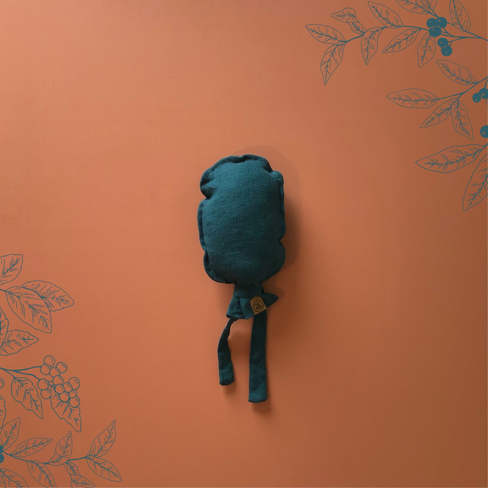 Coussin Ballon en Lin Bleu à Personnaliser - Décoration Pour Chambre d'enfant