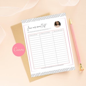 May include: A black and white patterned printable sign with the text "Join our email list!" and a photo of a person. The sign has a checkbox for full name, email address, and phone number.