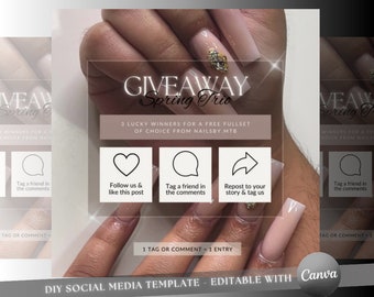 Soft Aesthetic Giveaway Template | DIY Flyer For Social Media | Nail Tech Branding | Instagram Post Design