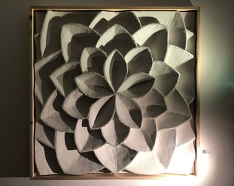 The Relaxing Blossom – Calming meditative wall sculpture 3D image, geometric relief, wall decoration, flower, Bali, yoga, limited edition [75]