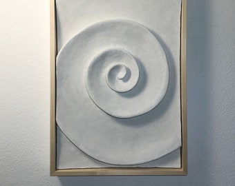Wall sculpture "Whirl" Meditative relief image - 3D art, Neutral Art wall decoration, Limited edition [75]