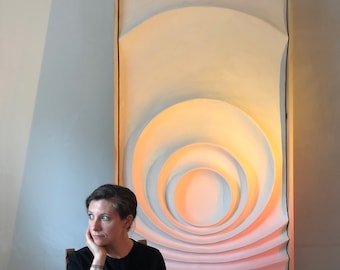 Meditative Wall Decoration "The Rising Sun" Calming 3D Wall Sculpture Geometric, Relief, Plaster, Bali, Yoga, Meditation, Limited Edition [50]