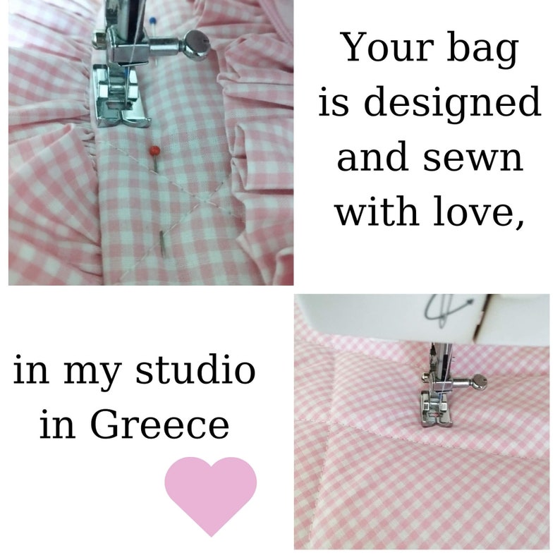 Ruffle make-up tas, roze pastel cosmetische tas met strik afbeelding 10