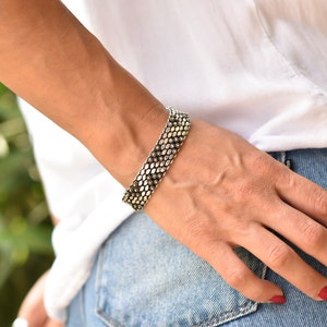 925 silver mesh bracelet, men&#39;s silver rope chain bracelet, woman, boho style, handmade in Italy.