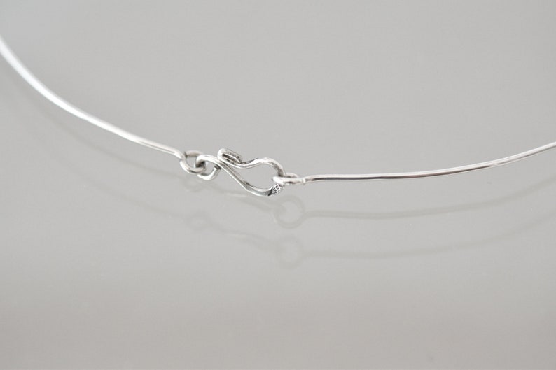 Rigid choker in 925 silver wire, simple necklace, rigid base chain which can also be articulated for pendants, made in Italy. image 3