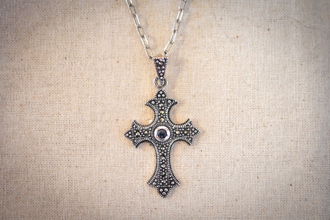 Antique Cross Necklace and Pendant in 925 Sterling Silver With Etsy