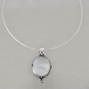 Rigid choker in 925 silver wire, simple necklace, rigid base chain which can also be articulated for pendants, made in Italy. image 4