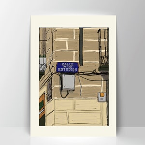 Calle Estudios, Madrid, Giclée-Kunstdruck, Illustration