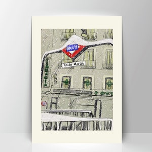 Ilustración ANTÓN MARTIN nevando, impresión sobre papel Fine Art en Giclée