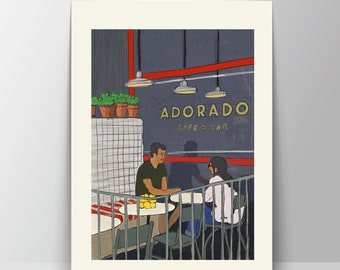 Adorado Bar giclée fine art print, illustration