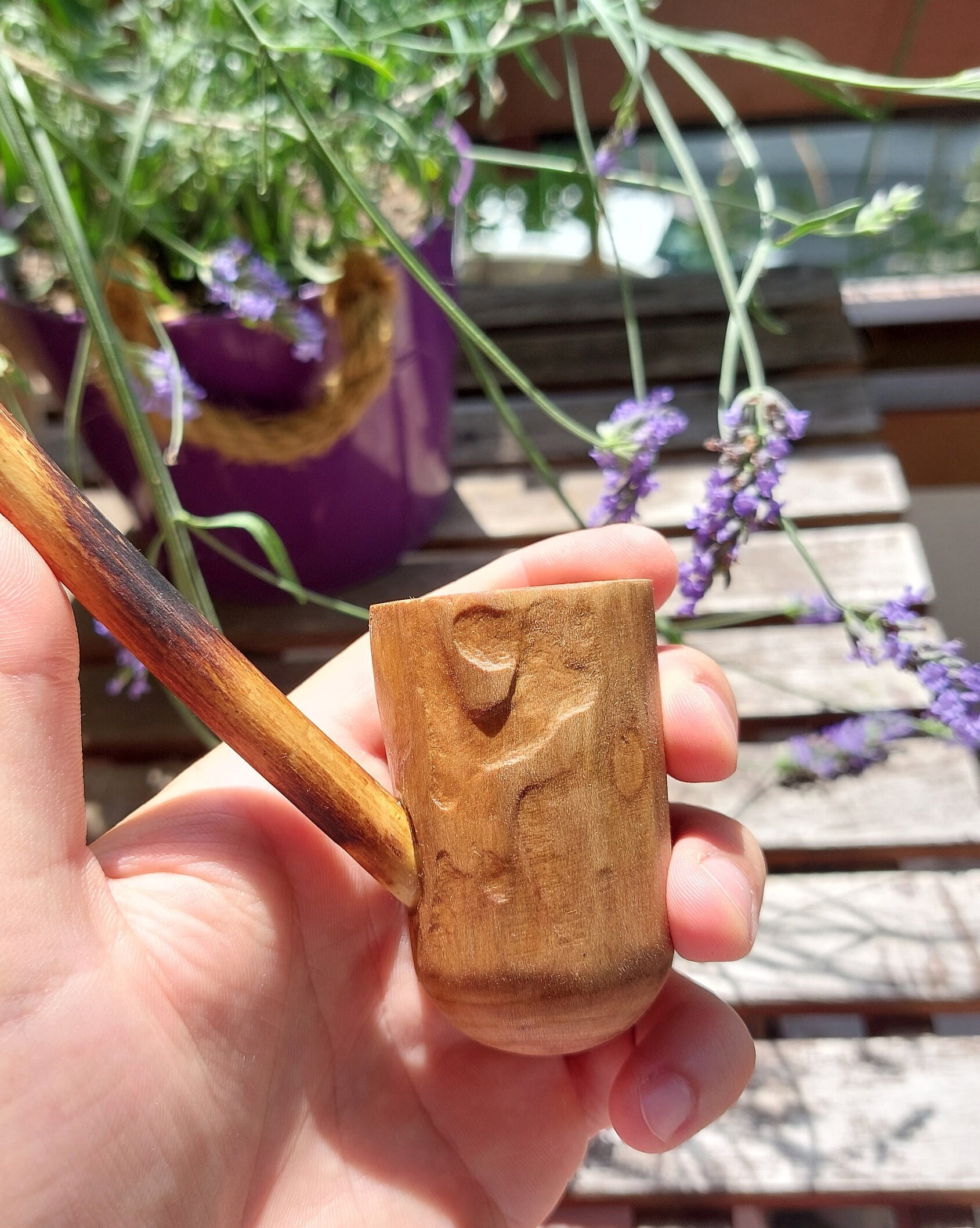 Wooden Smoking Pipe With Elderberry Stem Etsy