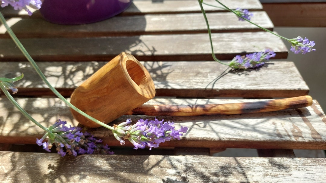 Wooden Smoking Pipe With Elderberry Stem Etsy