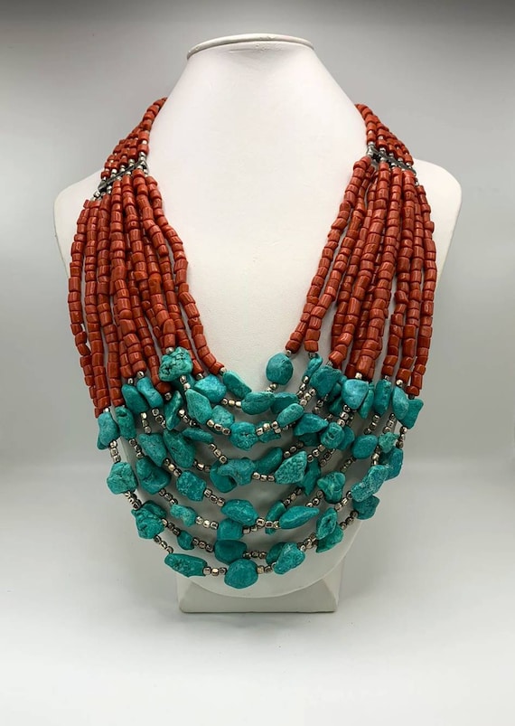 Original handmade Tibetan silver lucky lock red coral beads pendant necklace 