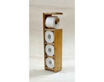Wooden Hardwood Toilet Paper Stand, Oak Toilet Paper Holder,