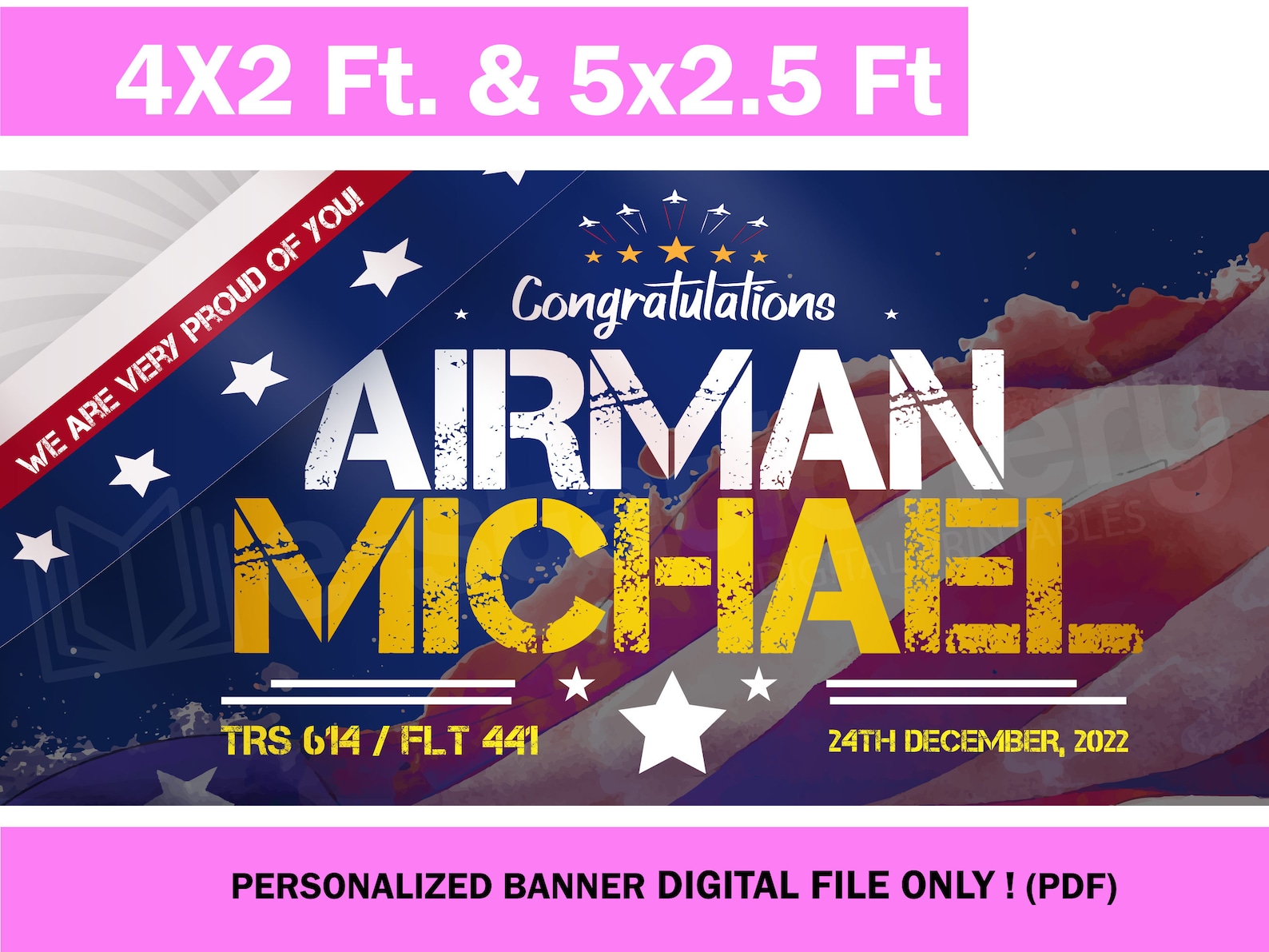 Air Force Graduation Banner, Diy Digital File, U.S. AIR FORCE BANNER